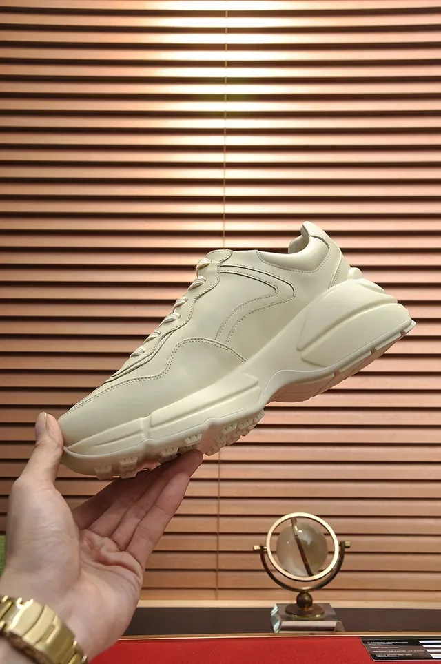 Gucci Rhyton Beige Rouge Cuir Supérieur Bande Web Sneakers Lifestyle 3