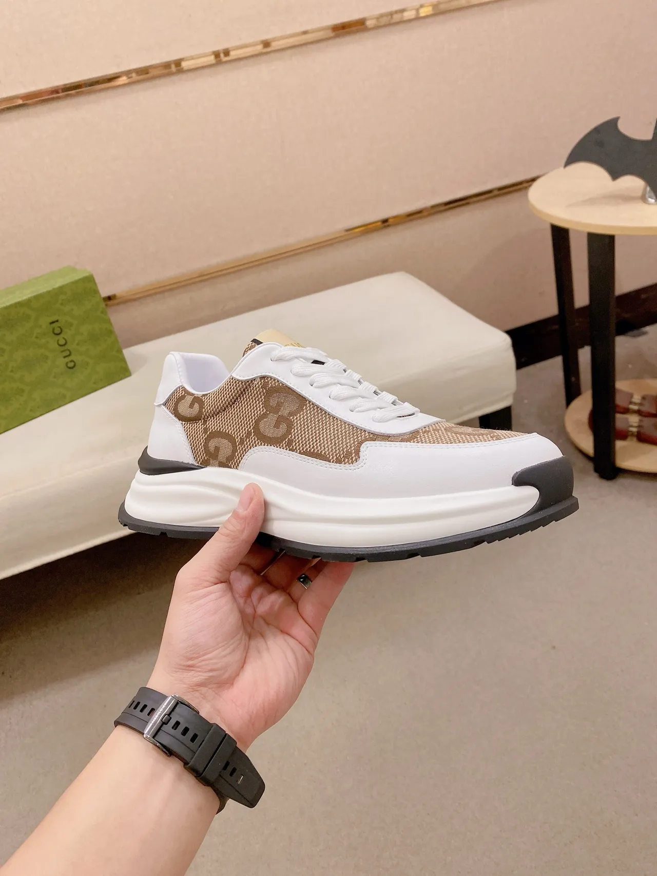 Gucci Rhyton Monogram Beige and White Lifestyle Sneakers 5