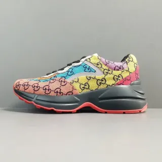 Gucci Rhyton متعدد الألوان GG Jacquard أسلوب الحياة أحذية رياضية