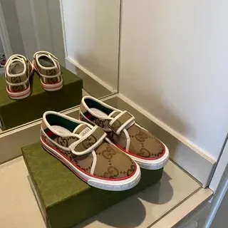 Gucci Screener Beige Monogram Canvas Slip-On Lifestyle Sneakers
