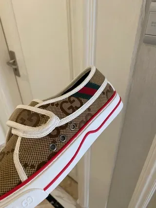 Gucci Screener Beige Monogram Canvas Slip-On Lifestyle Sneakers 3