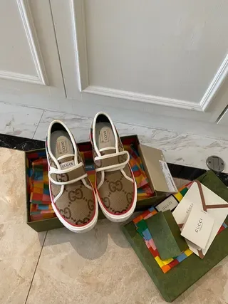 Gucci Screener Beige Monogram Canvas Slip-On Lifestyle Sneakers 5