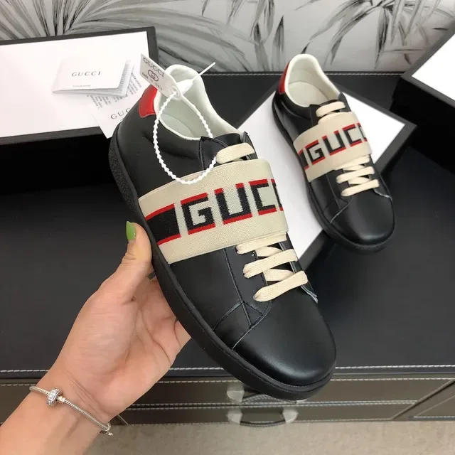 Gucci Screener Black Beige Red Lifestyle Sneakers 4