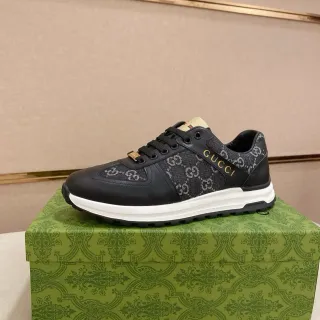 Gucci Screener Black Monogram Canvas and Leather Lifestyle Sneakers
