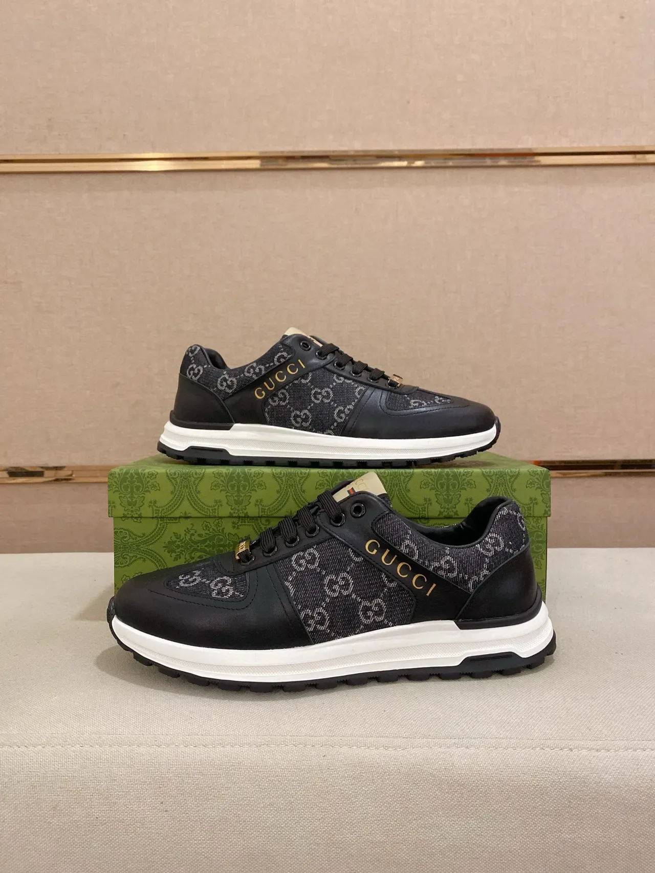 Gucci Screener Black Monogram Canvas and Leather Lifestyle Sneakers 7