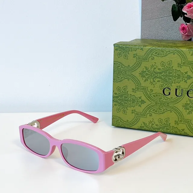 Gucci Screener Black White Rectangular Silhouette Thin Acetate Frame Sunglasses 6