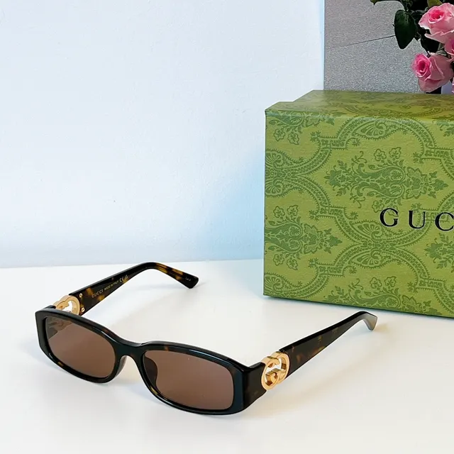 Gucci Screener Black White Rectangular Silhouette Thin Acetate Frame Sunglasses 8