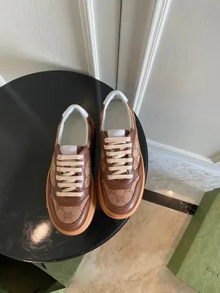 Gucci Screener Brown and Beige GG Monogram Lifestyle Sneakers 3