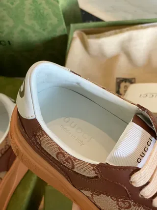 Gucci Screener Brown and Beige GG Monogram Lifestyle Sneakers 5