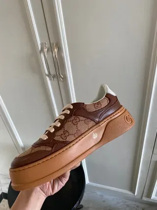 Gucci Screener Brown and Beige GG Monogram Lifestyle Sneakers 6