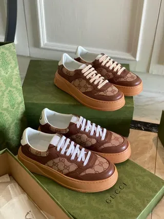 Gucci Screener Brown and Beige GG Monogram Lifestyle Sneakers 7