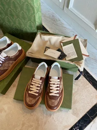 Gucci Screener Brown and Beige GG Monogram Lifestyle Sneakers 9