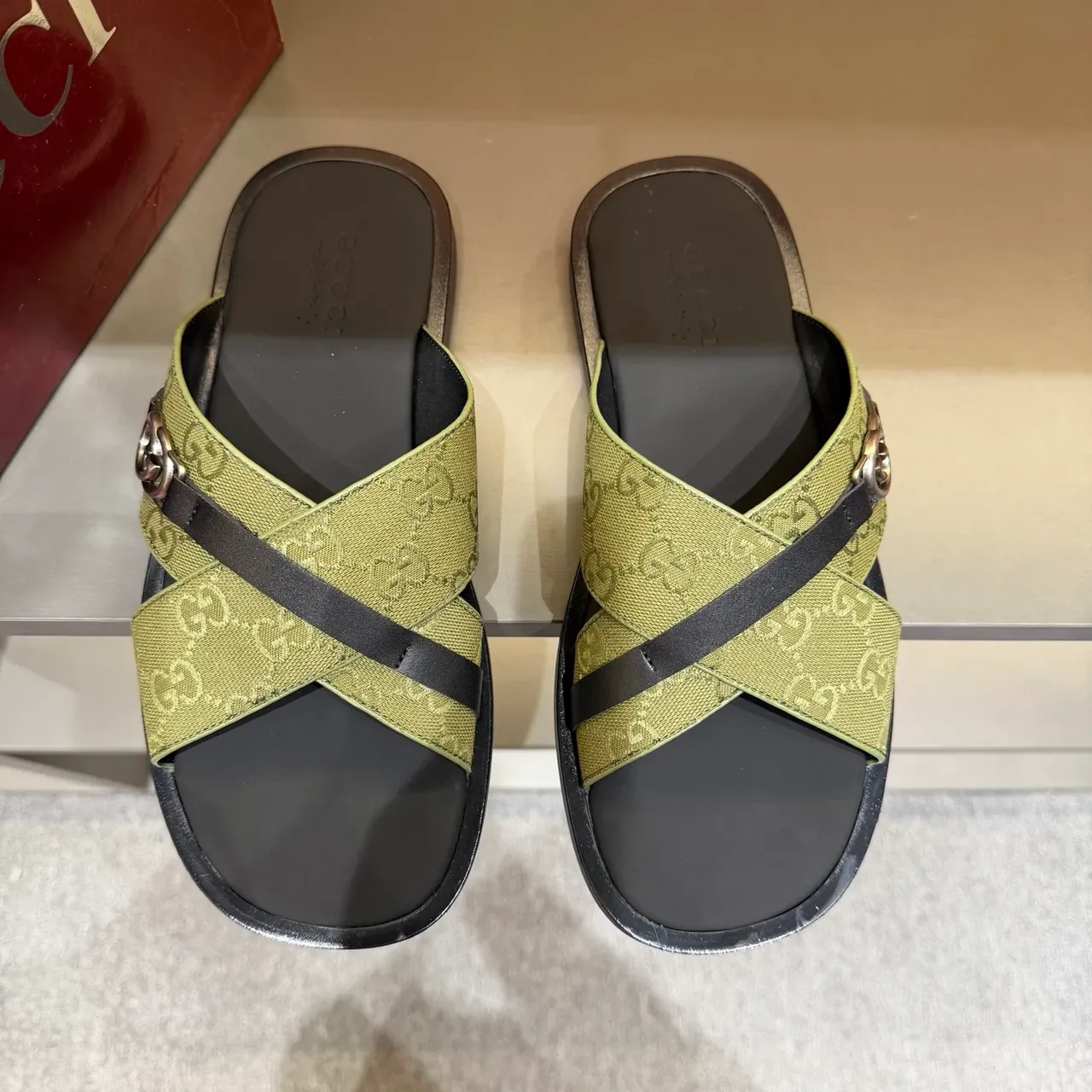 Gucci Screener Cross-Strap Logo-Print Slide Slippers 9