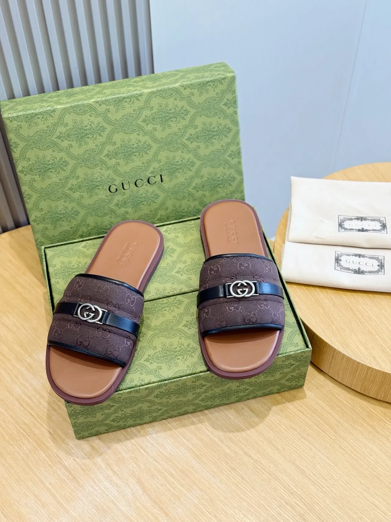 Gucci Screener GG Monogram Canvas Single-Strap Slide Slippers 11