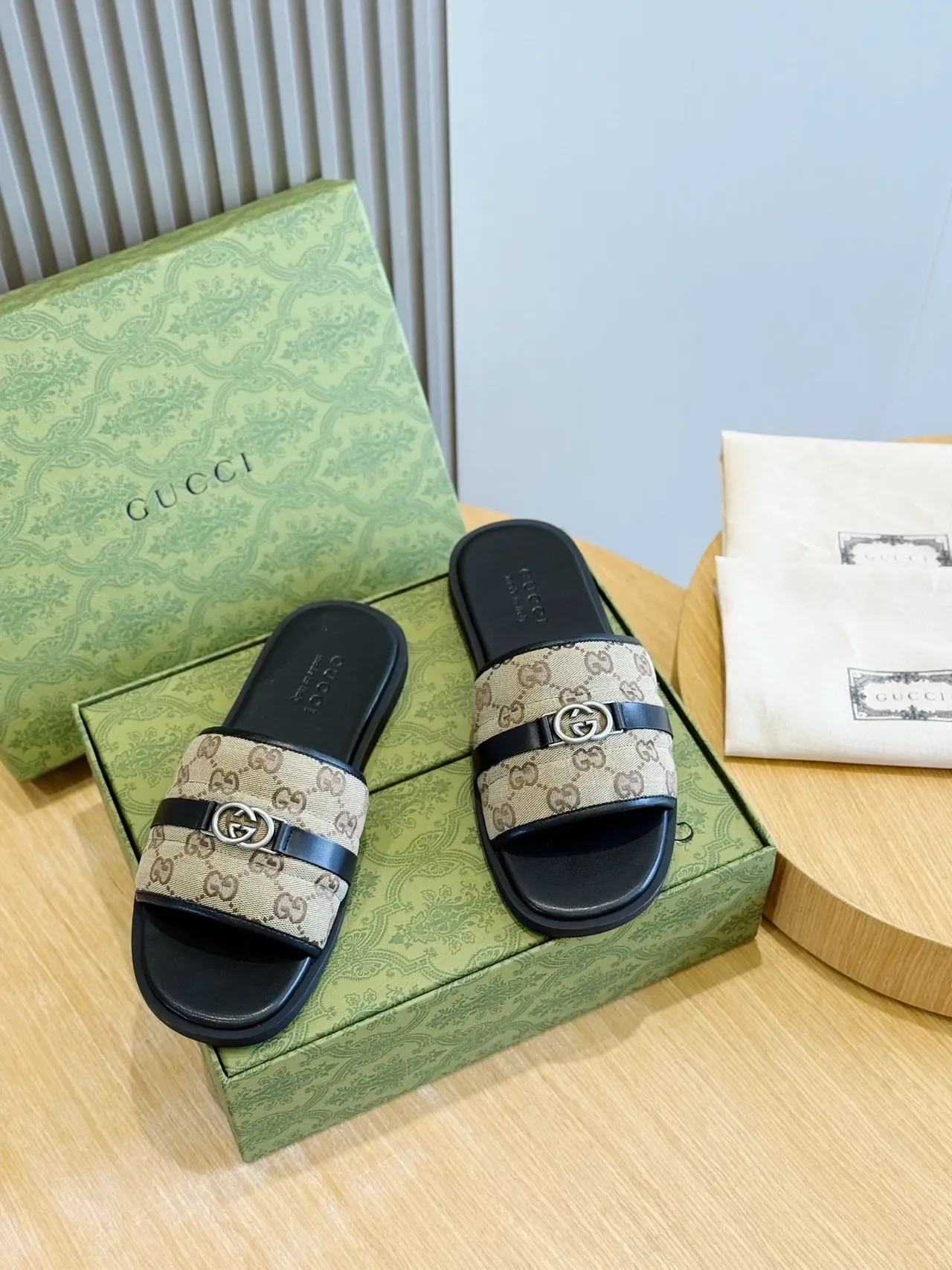 Gucci Screener GG Monogram Canvas Single-Strap Slide Slippers 15