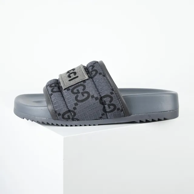 Gucci Screener Gray GG Monogram Slippers 9