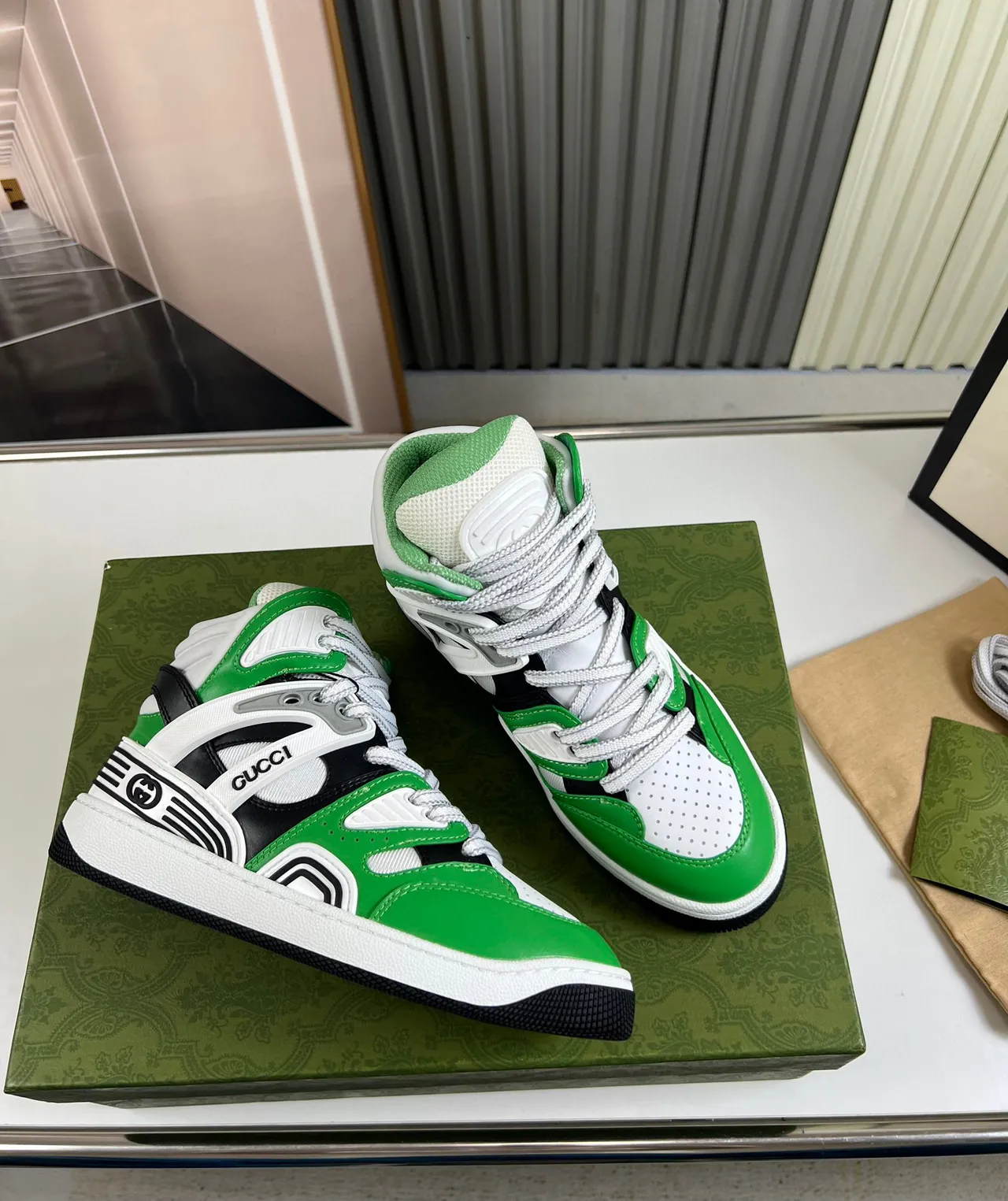 Gucci Screener Green White Black Lifestyle Sneakers 5