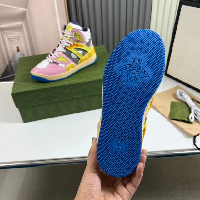 Gucci Screener Multicolor Layered High-Top Chunky Sneakers 2