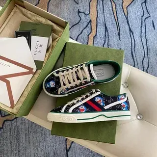 Gucci Screener Navy Blue Red Green Web Stripe Lifestyle Sneakers