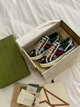 Gucci Screener Navy Blue Red Green Web Stripe Lifestyle Sneakers 6