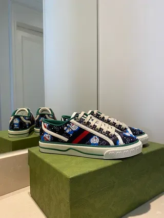 Gucci Screener Navy Blue Red Green Web Stripe Lifestyle Sneakers 7