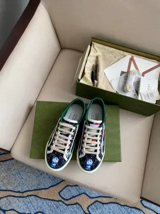 Gucci Screener Navy Blue Red Green Web Stripe Lifestyle Sneakers 9