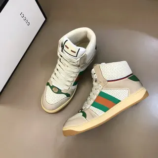 Gucci Screener Off-White Green Red Web High-Top Lifestyle Sneakers