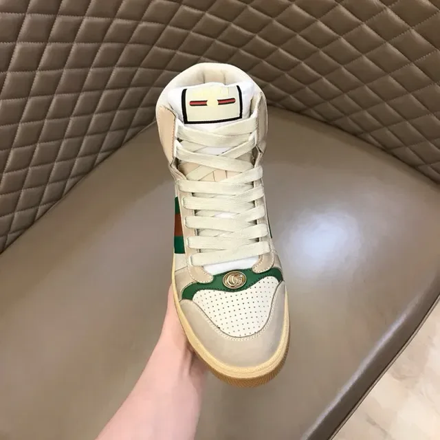 Gucci Screener Off-White Green Red Web High-Top Lifestyle Sneakers 2