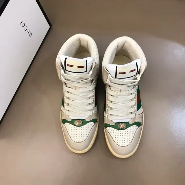 Gucci Screener Off-White Green Red Web High-Top Lifestyle Sneakers 3
