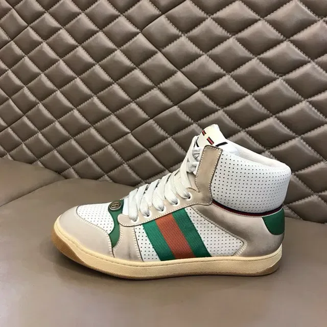 Gucci Screener Off-White Green Red Web High-Top Lifestyle Sneakers 4