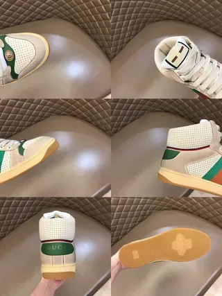 Gucci Screener Off-White Green Red Web High-Top Lifestyle Sneakers 6