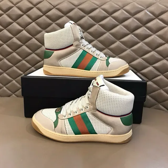 Gucci Screener Off-White Green Red Web High-Top Lifestyle Sneakers 8