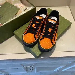 Gucci Screener Orange Black Yellow Lifestyle Sneakers