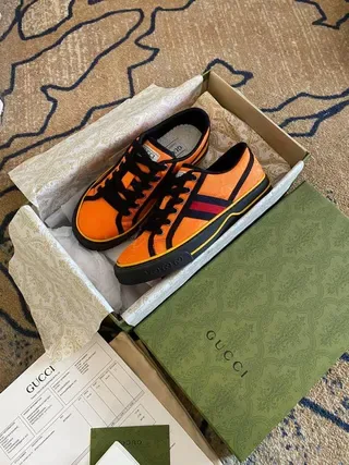 Gucci Screener Orange Black Yellow Lifestyle Sneakers 4