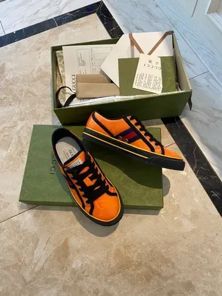 Gucci Screener Orange Black Yellow Lifestyle Sneakers 9