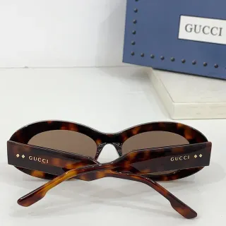 Gucci Screener Tortoiseshell Oval Sunglasses