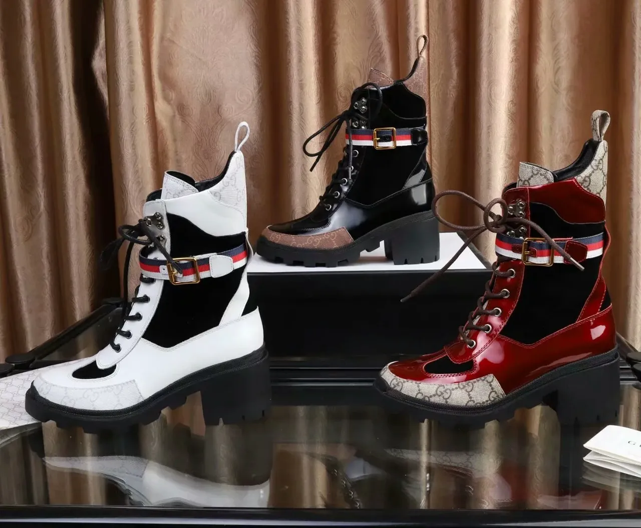 Gucci Screener Bottines cheville blanches et noires GG Monogram 2