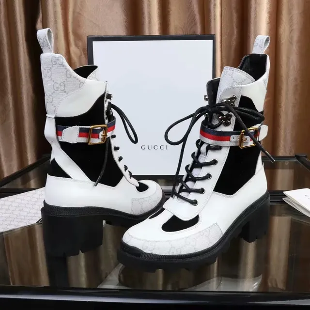 Gucci Screener Bottines cheville blanches et noires GG Monogram 3