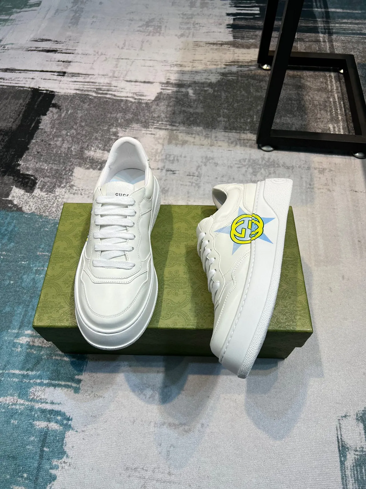 Gucci Screener White GG Star Logo Lifestyle Sneakers 4