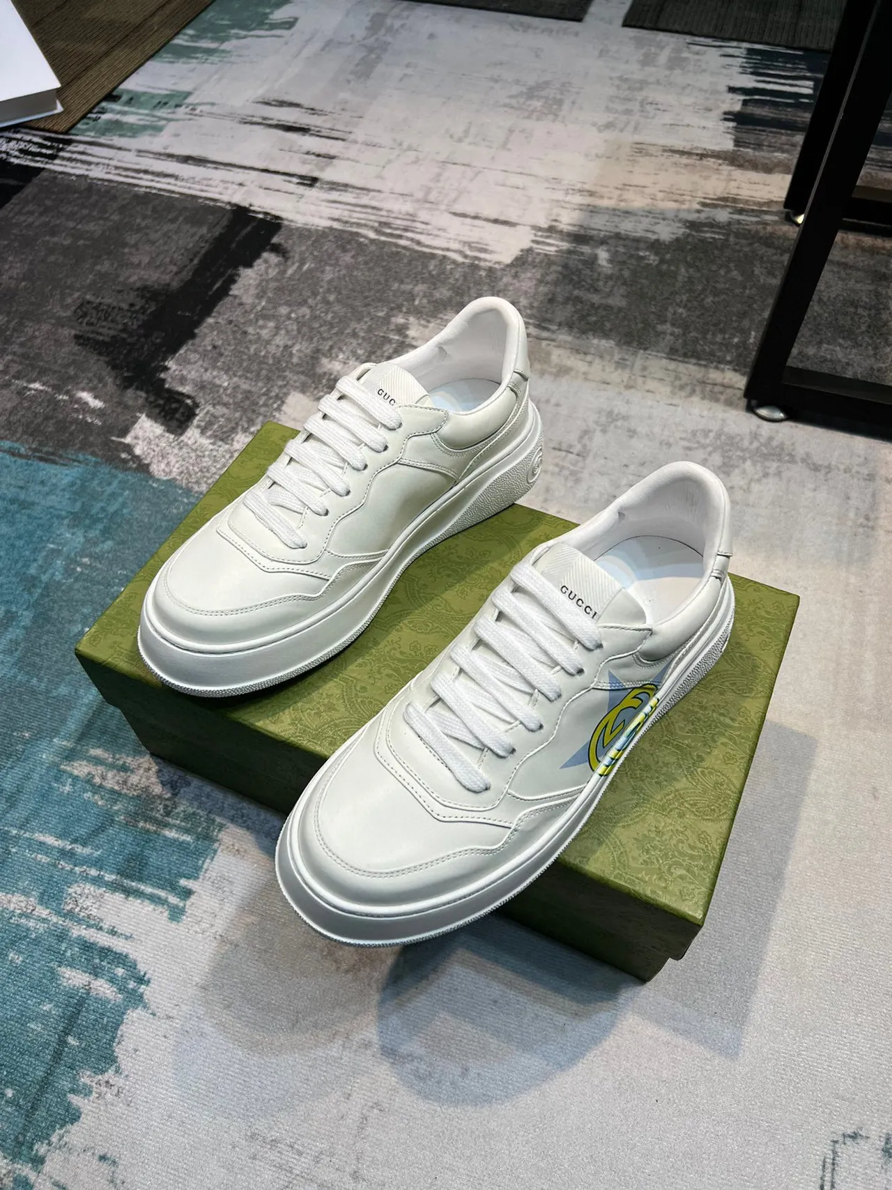 Gucci Screener White GG Star Logo Lifestyle Sneakers 5