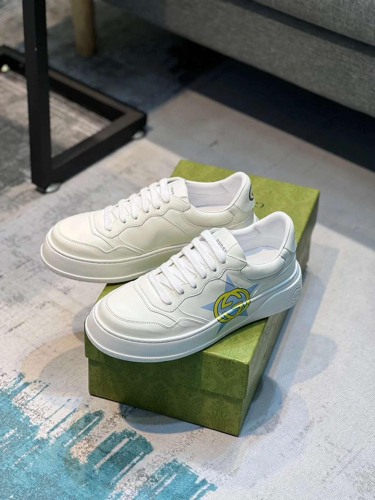 Gucci Screener White GG Star Logo Lifestyle Sneakers 7