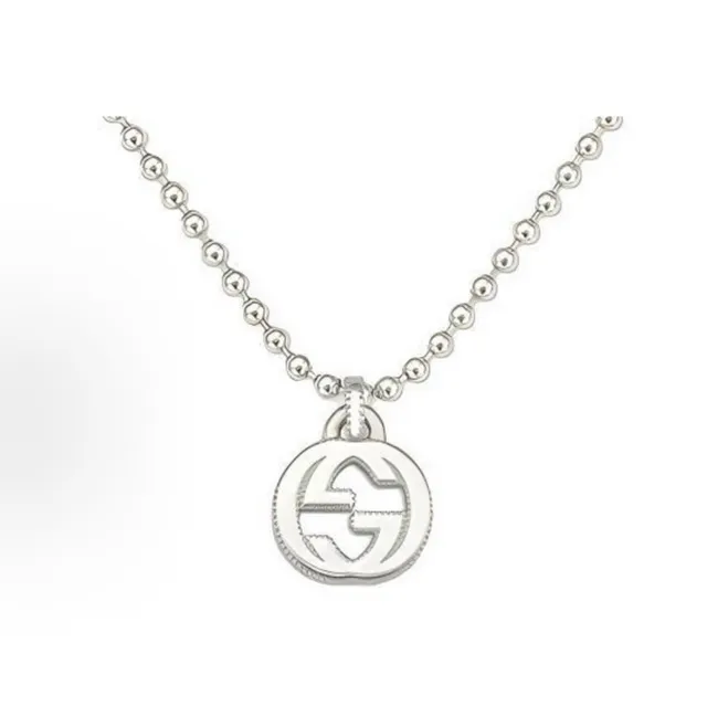 Gucci Silver Burgundy Beaded Ball Chain Interlocking G Pendant Bracelet 9