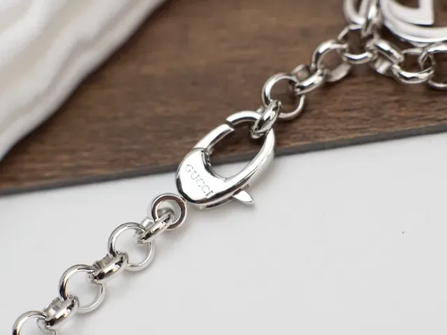 Gucci Silver Curb Chain Engraved Branded Charms Necklace 3
