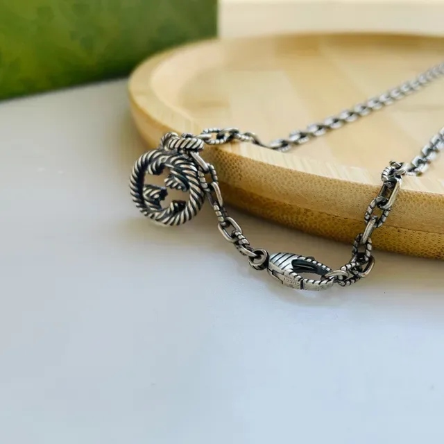 Gucci Silver Twisted Rope Motif Interlocking G Logo Necklace 4