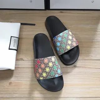 Gucci Star-Print GG Webbing Slide Slippers