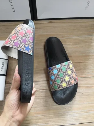 Gucci Star-Print GG Webbing Slide Slippers 5