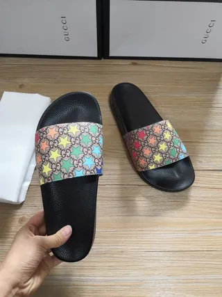 Gucci Star-Print GG Webbing Slide Slippers 6