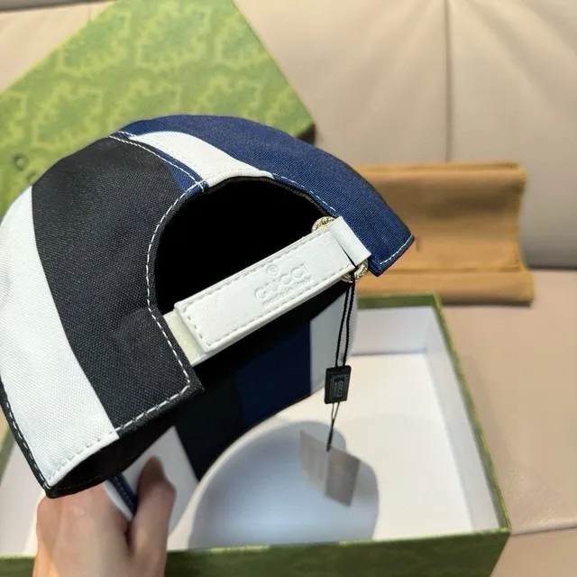 Gucci Striped Navy and White Baseball Cap 4