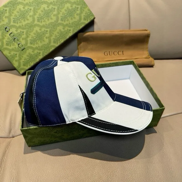 Gucci Striped Navy and White Baseball Cap 7