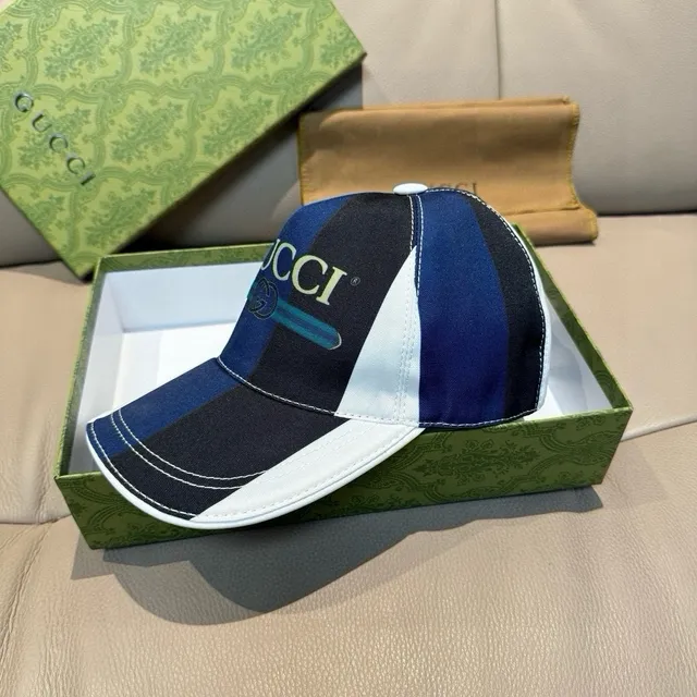 Gucci Striped Navy and White Baseball Cap 8